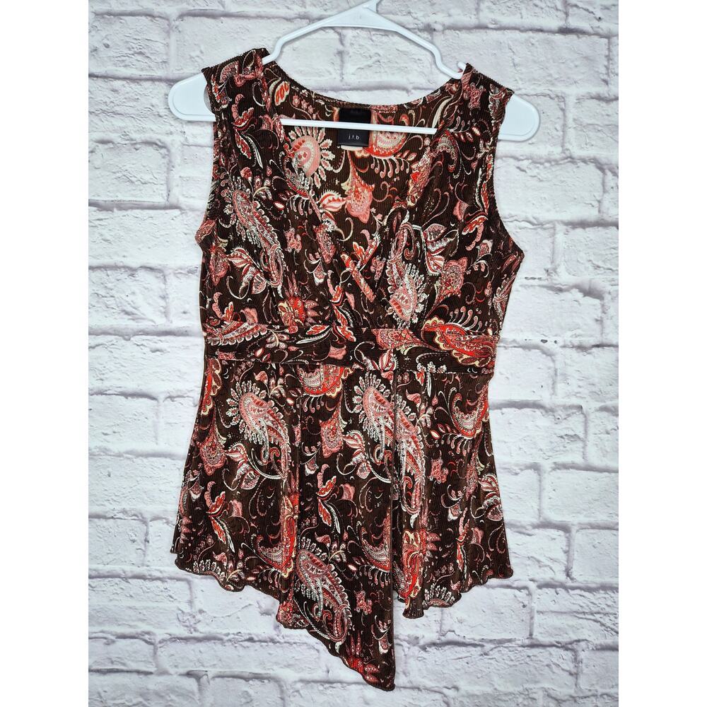 Vtg Y2K JTB Paisley Micro Pleat Top S Asymmetrical Hem Whimsigoth Fairycore